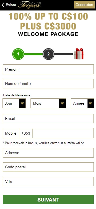 Casino Tropez Registration Process Image 1