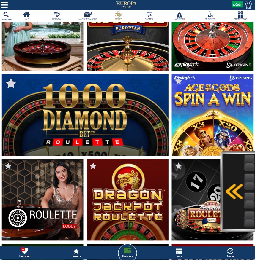 Europa Casino Desktop Aperçu 1