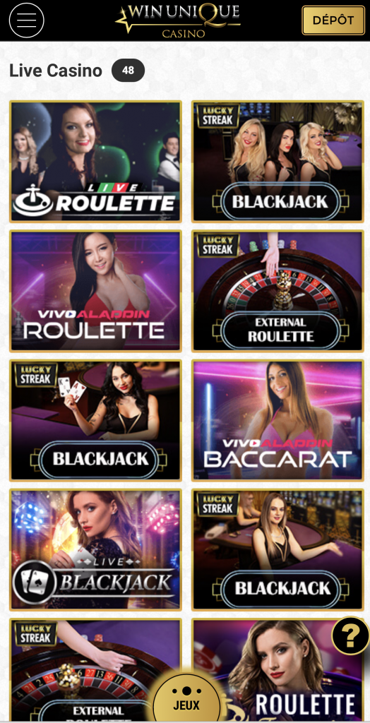 Unique Casino Mobile aperçu 2