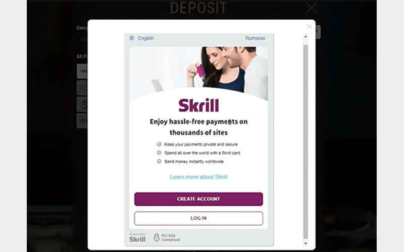 Confirmez le paiement depuis votre compte Skrill