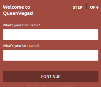 QueenVegas Casino Registration Process Image 1