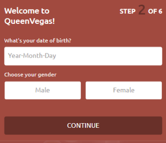 QueenVegas Casino Registration Process Image 2