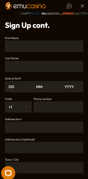 Emu Casino Registration Process Image 2