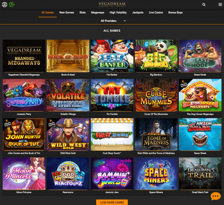 VegaDream Casino Desktop Aperçu 1
