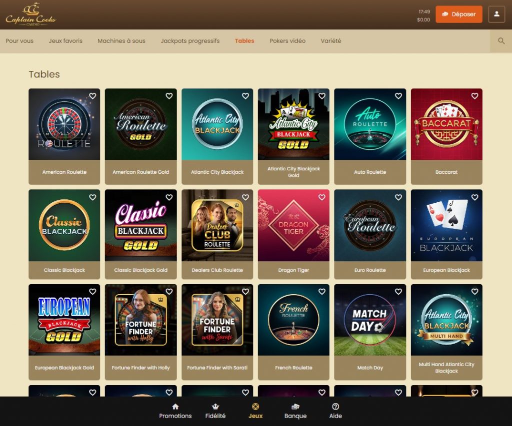Captain Cooks Casino Desktop Aperçu 1