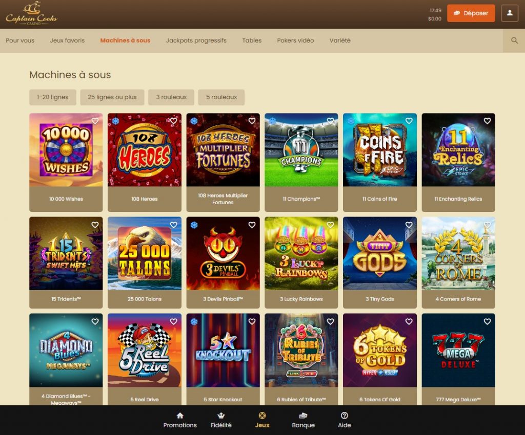 Captain Cooks Casino Desktop Aperçu 2