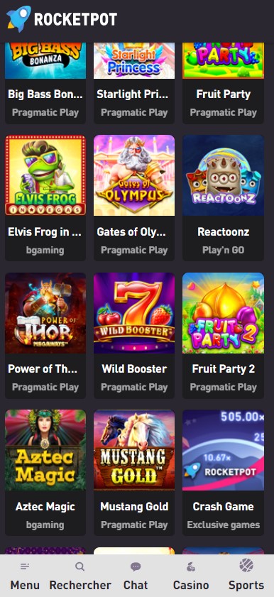 Rocketpot Casino Mobile aperçu 2