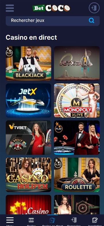 BetCoco Casino Mobile aperçu 2