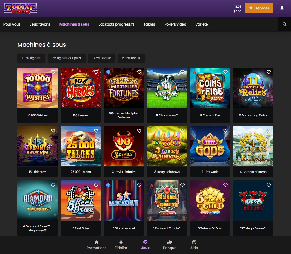 Zodiac Casino Desktop Aperçu 1
