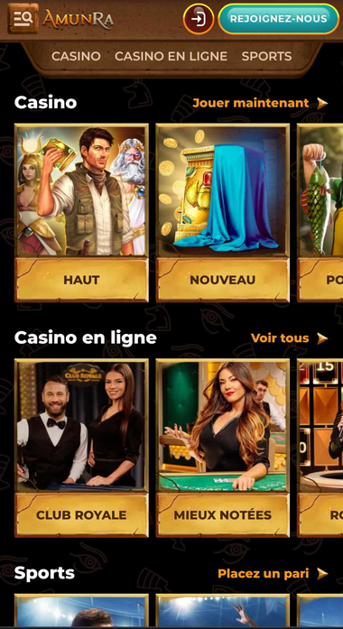 AmunRA Casino Mobile aperçu 1