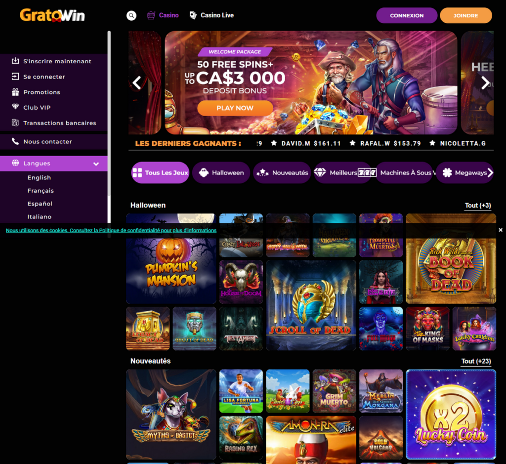 GratoWin Casino Desktop Aperçu 2