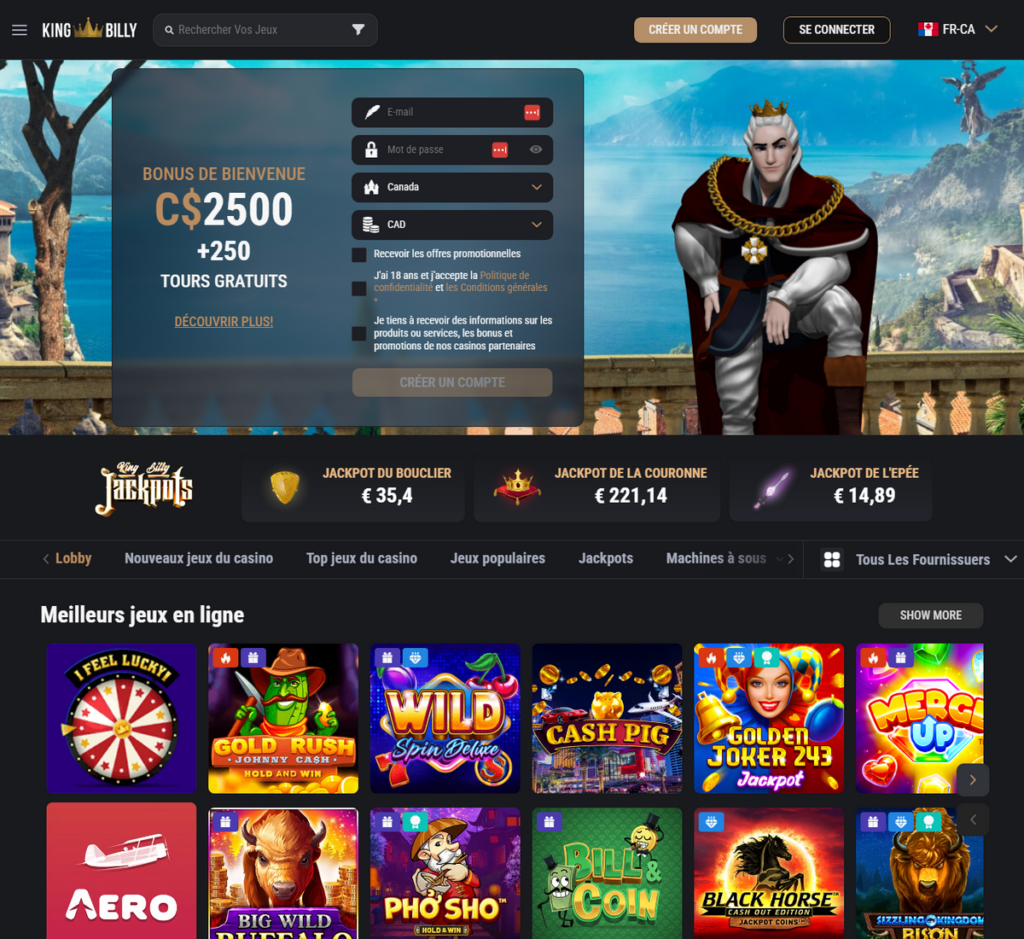 King Billy Casino Desktop Aperçu 2