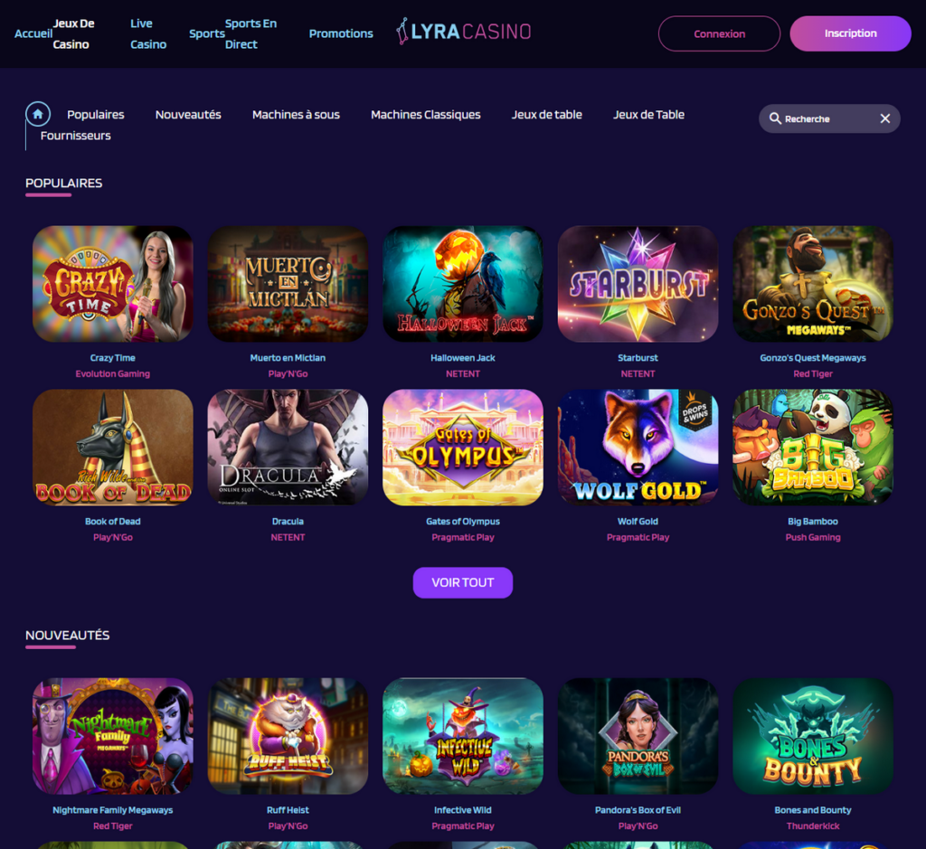 Lyra Casino Desktop Aperçu 2