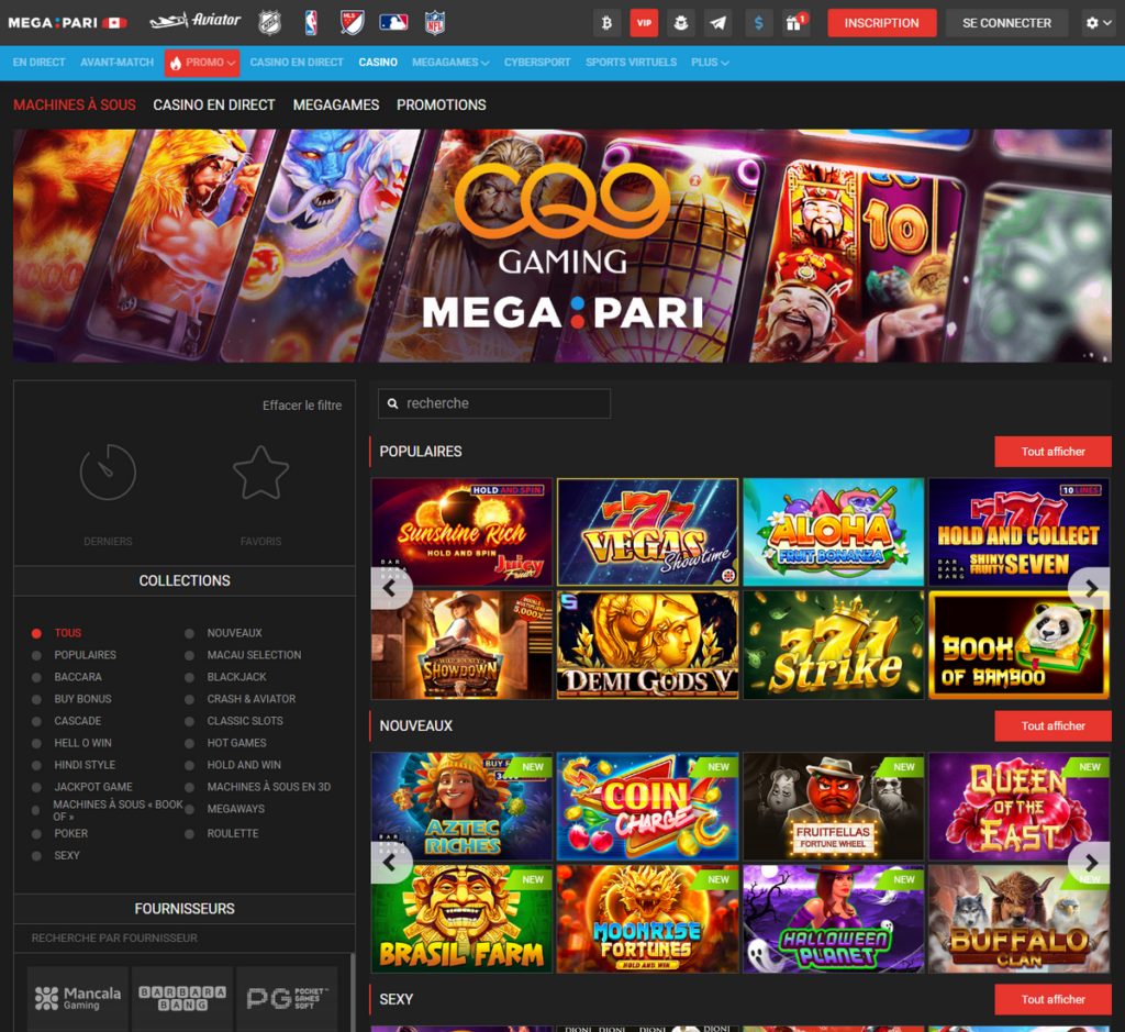 MegaPari Casino Desktop Aperçu 2