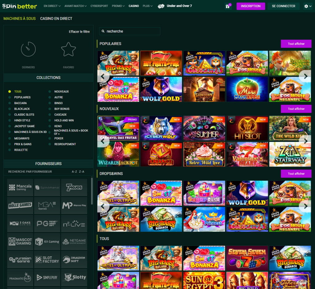 SpinBetter Casino Desktop Aperçu 2