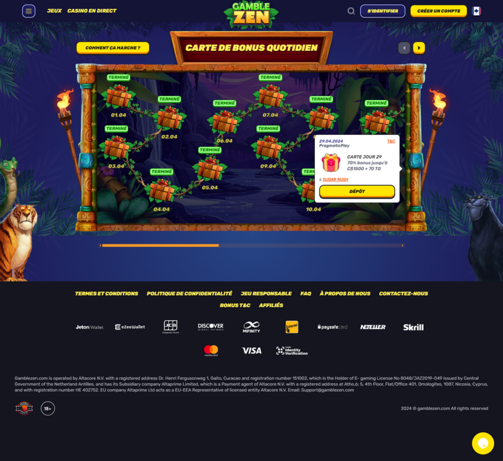 Gamblezen Casino Desktop Aperçu 2