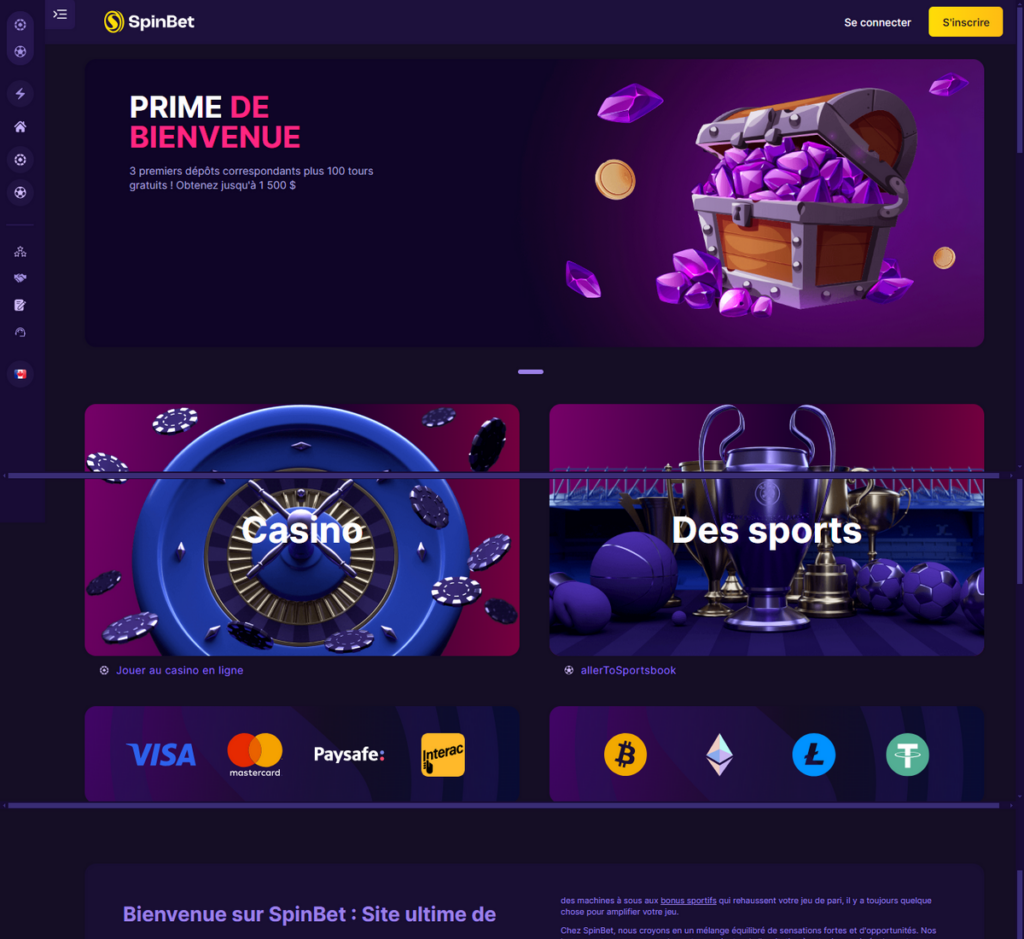 SpinBet Casino Desktop Aperçu 2