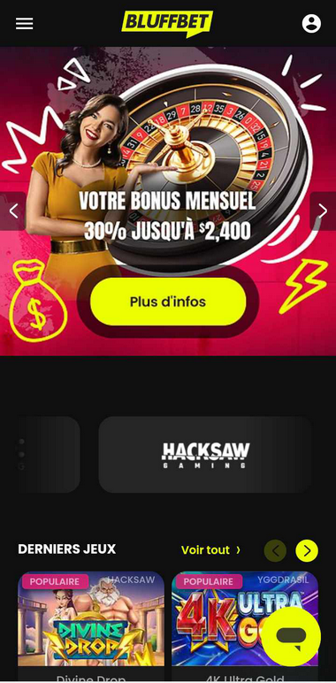 Bluffbet Casino Mobile aperçu 1