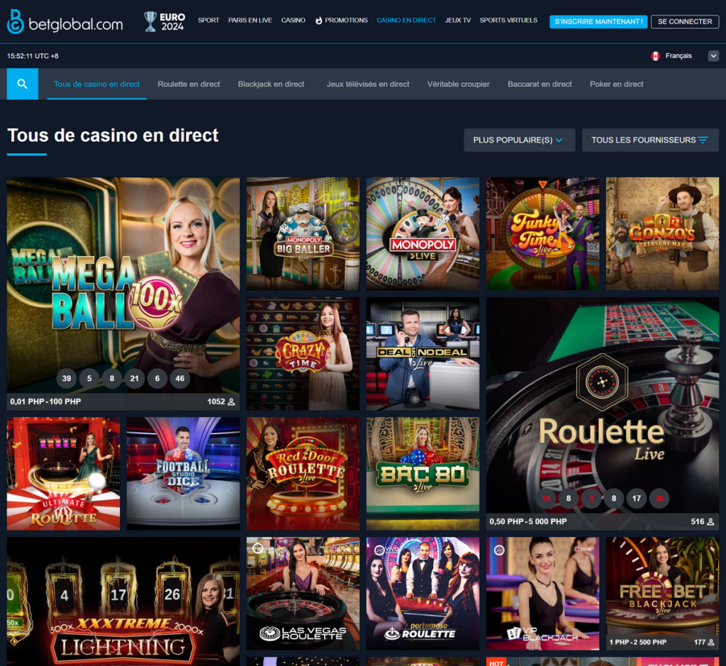 BetGlobal Casino Desktop Aperçu 1