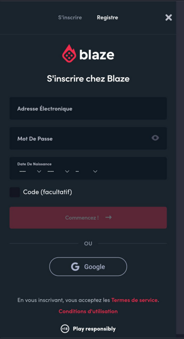 Blaze Casino Registration Process Image 1