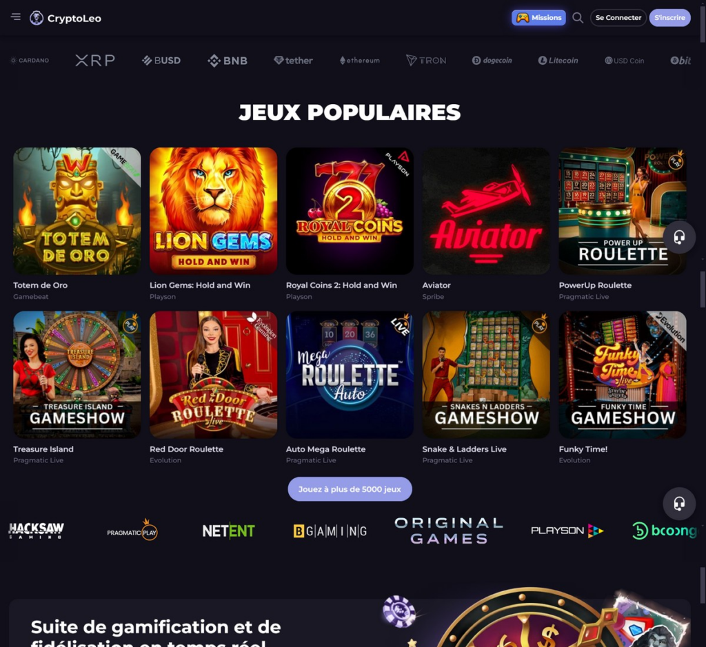 CryptoLeo Casino Desktop Aperçu 1