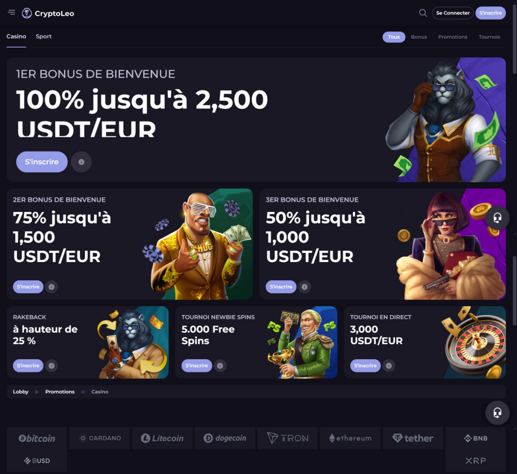 CryptoLeo Casino Desktop Aperçu 2