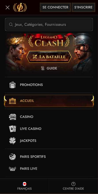 Legiano Casino Mobile aperçu 1