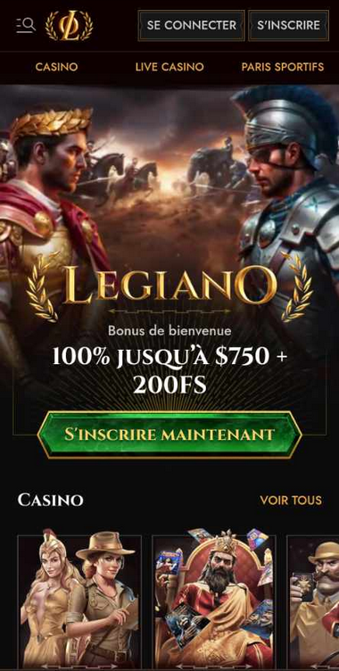 Legiano Casino Mobile aperçu 2