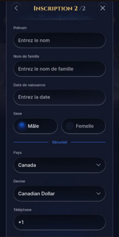 Cazeus Casino Registration Process Image 3