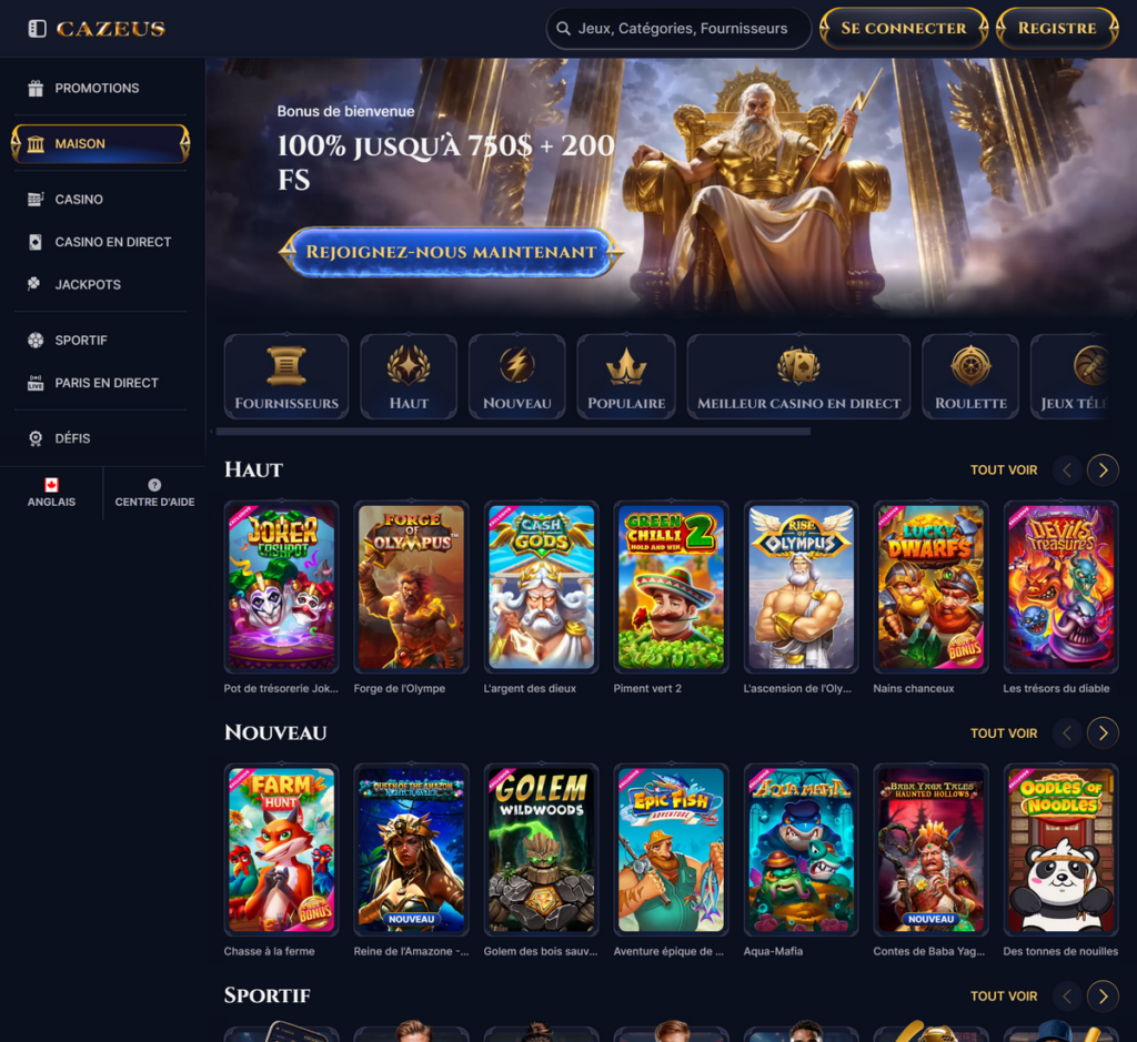 Cazeus Casino Desktop Aperçu 1