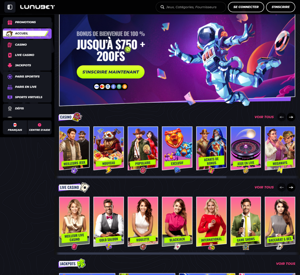 LunuBet Casino Desktop Aperçu 1