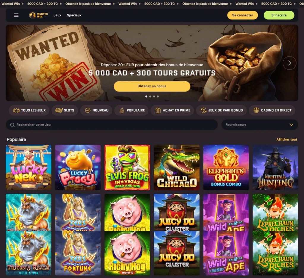 Wanted Win Casino Desktop Aperçu 1