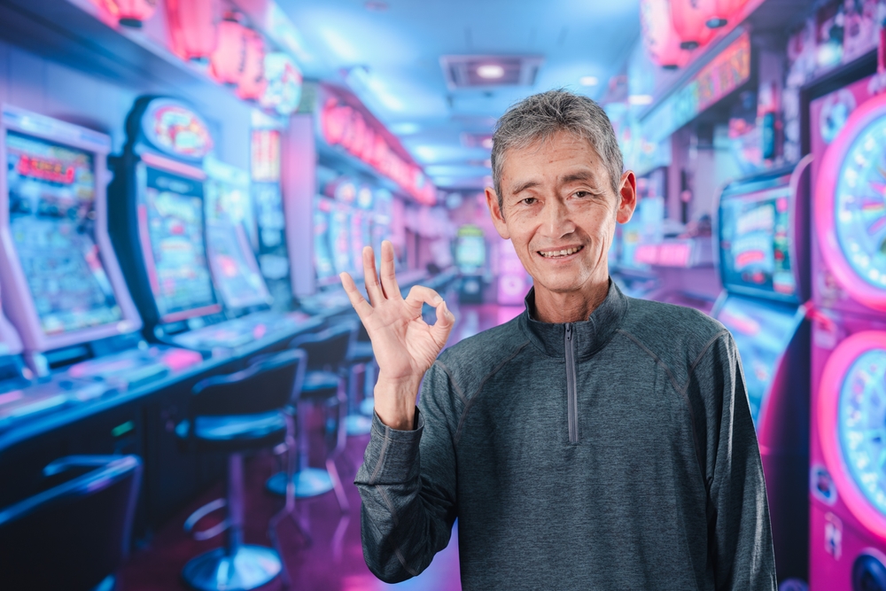 homme souriant dans un casino chinois