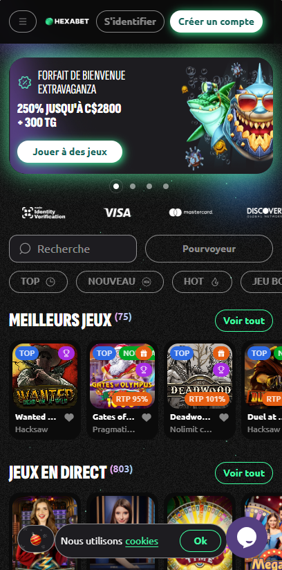 HexaBet Casino Desktop Aperçu 1