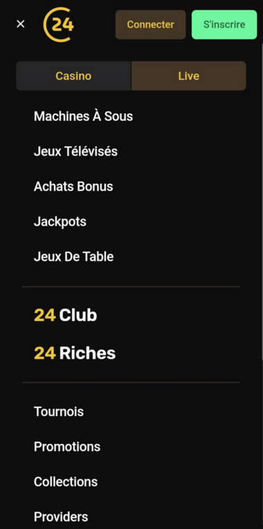 24Casino Mobile aperçu 1