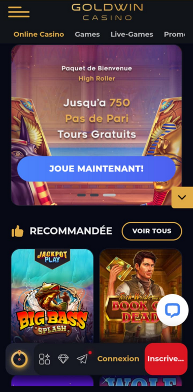 Goldwin Casino Mobile aperçu 2