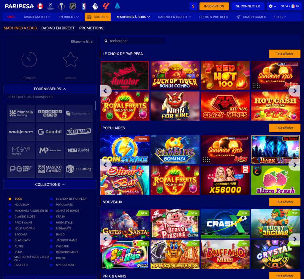 PariPesa Casino Desktop Aperçu 1