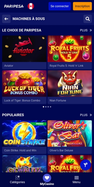 PariPesa Casino Mobile aperçu 2