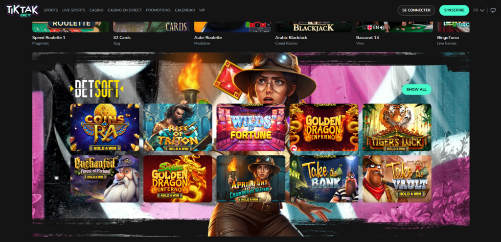 TikTak Bet Casino Desktop Aperçu 1