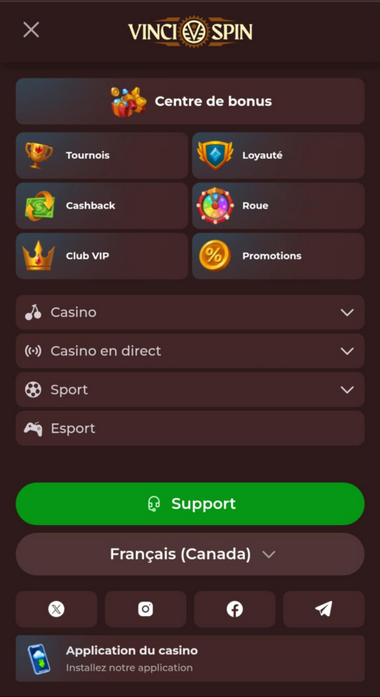 Vincispin Casino Mobile aperçu 1