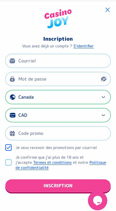 CasinoJoy Registration Process Image 1