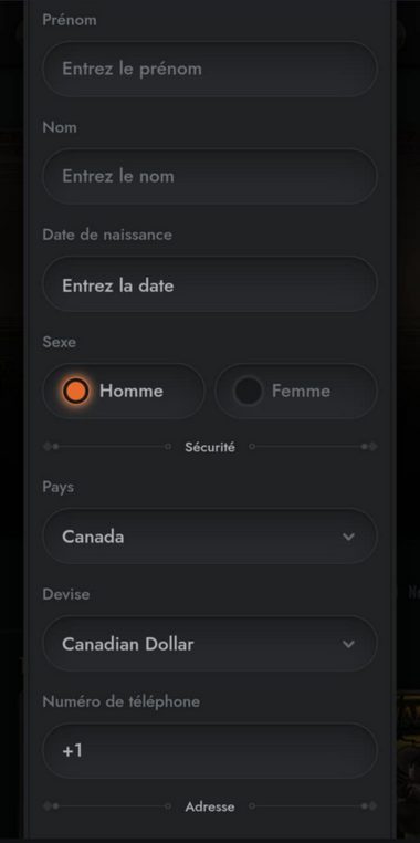 Gransino Casino Registration Process Image 3