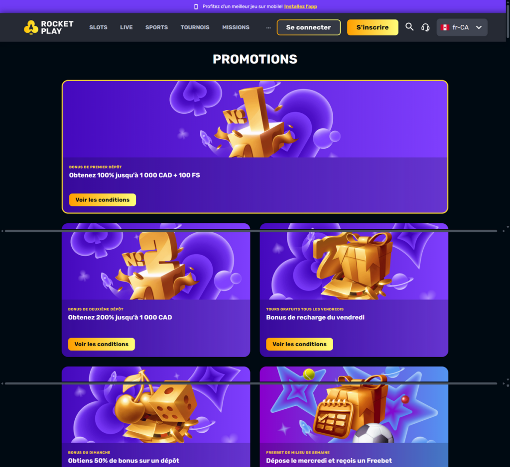 RocketPlay Casino Desktop Aperçu 2