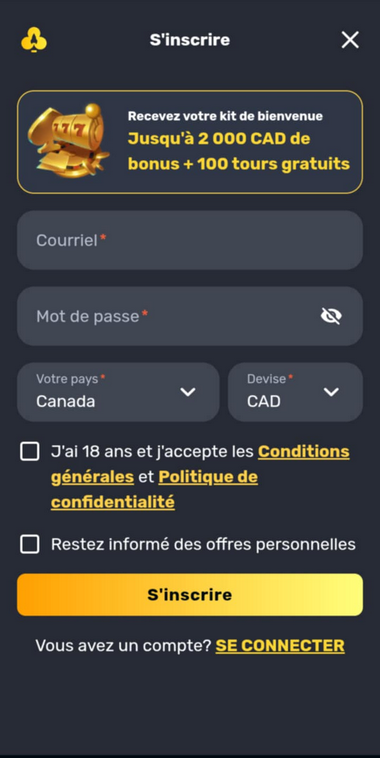 RocketPlay Casino Registration Process Image 1