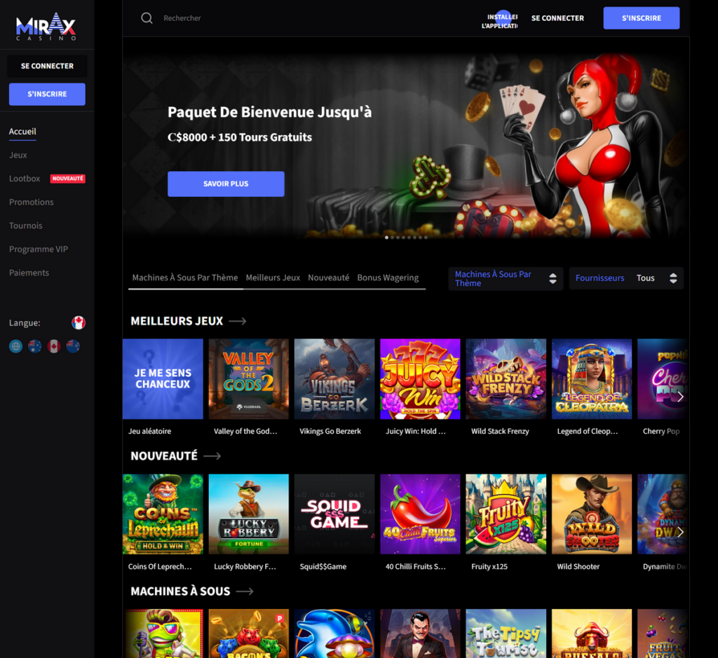 Mirax Casino Desktop Aperçu 1