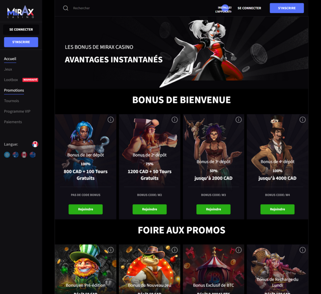 Mirax Casino Desktop Aperçu 2