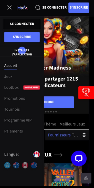Mirax Casino Mobile aperçu 1