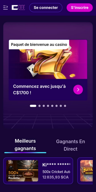 Cipherwins Casino Mobile aperçu 1
