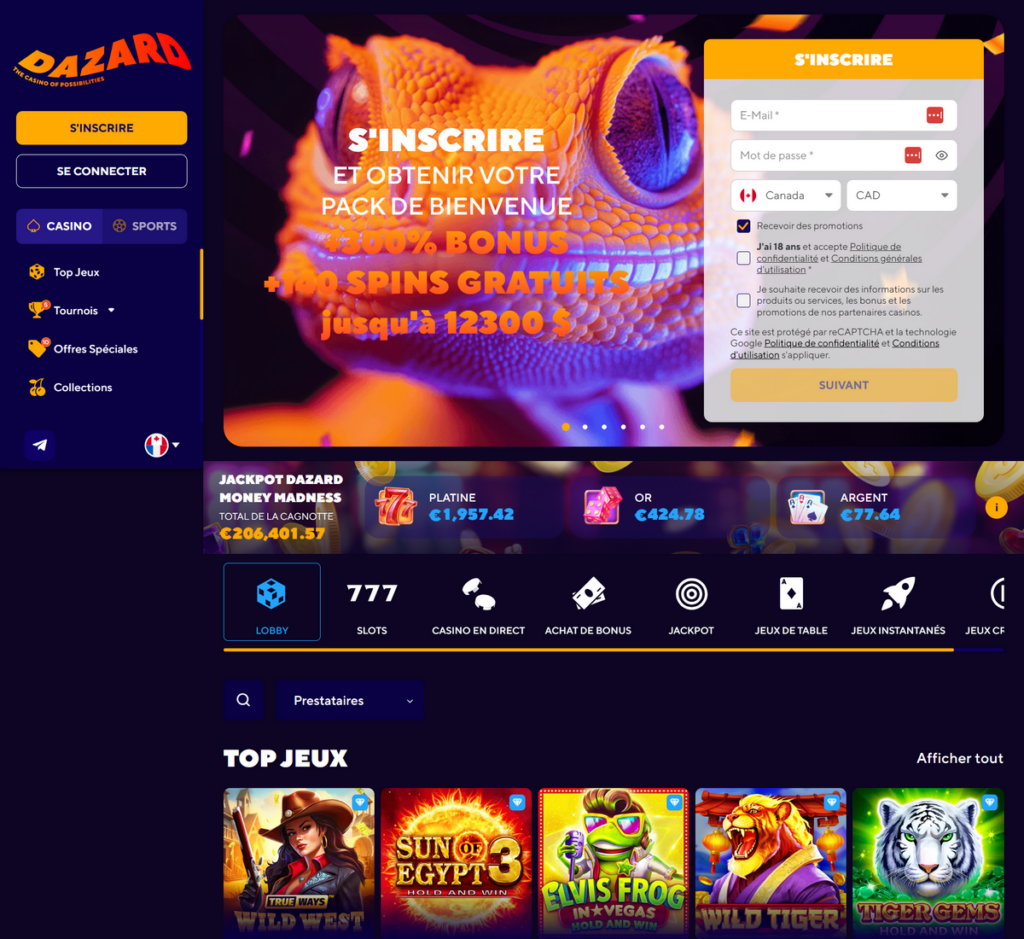 Dazard Casino Desktop Aperçu 1