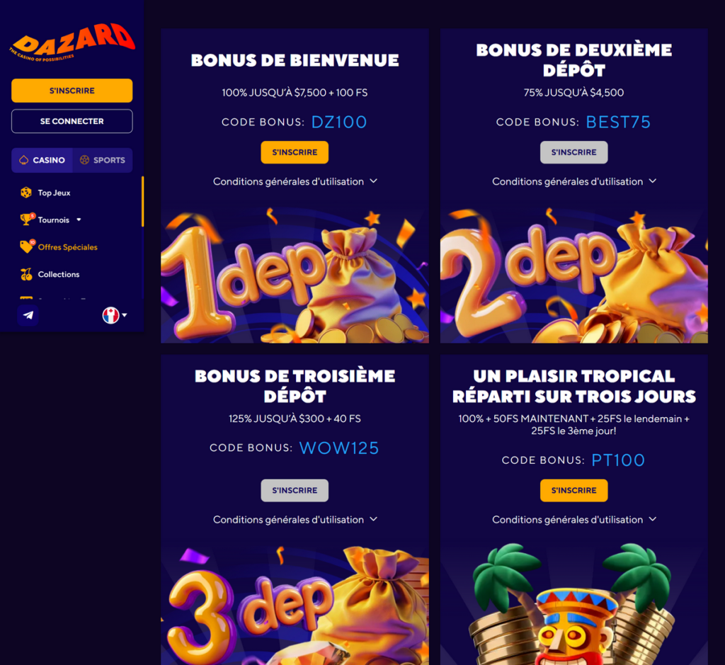 Dazard Casino Desktop Aperçu 2